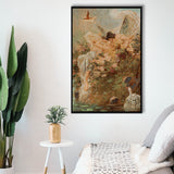 Hans Zatzka Two Fairies Embracing In A Landscape With A Swan Canvas Art,Framed Canvas Prints Wall Art Decor, Floating Frame