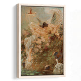 Hans Zatzka Two Fairies Embracing In A Landscape With A Swan Canvas Art,Framed Canvas Prints Wall Art Decor, Floating Frame