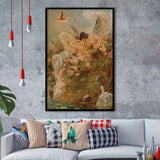 Hans Zatzka Two Fairies Embracing In A Landscape With A Swan Art,Framed Art Prints Wall Decor, Picture Framed