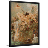 Hans Zatzka Two Fairies Embracing In A Landscape With A Swan Art,Framed Art Prints Wall Decor, Picture Framed