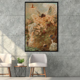 Hans Zatzka Two Fairies Embracing In A Landscape With A Swan Canvas Art,Framed Canvas Prints Wall Art Decor, Floating Frame