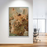 Hans Zatzka Two Fairies Embracing In A Landscape With A Swan Canvas Art,Framed Canvas Prints Wall Art Decor, Floating Frame