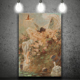 Hans Zatzka Two Fairies Embracing In A Landscape With A Swan Canvas Art, Canvas Painting, Canvas Print Wall Art Decor