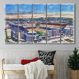 Heinz Field Print, Acrisure Stadium WaterColor 5 Panels B Mixed Canvas Prints, Extra Large