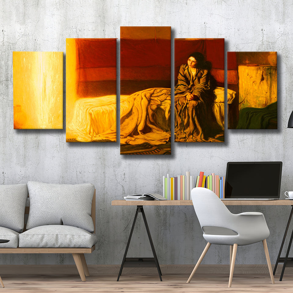 Henry Ossawa Tanner The Annunciation, Multi Panel Canvas Print Wall Art Decor, 5 Mixed Panel