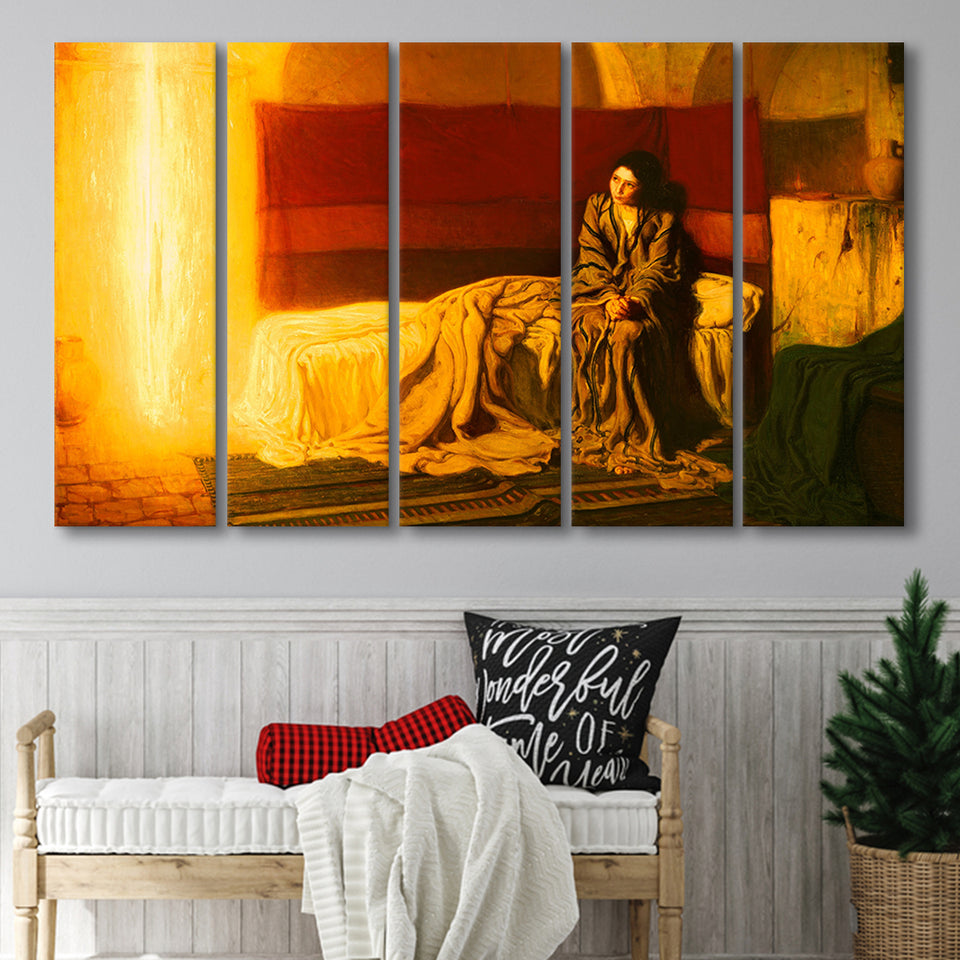Henry Ossawa Tanner The Annunciation, Extra Large Multi 5 Panel Canvas Print Wall Art Decor
