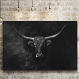 Highland Cow Long Horn Black And White V11, Canvas Painting, Canvas Prints Wall Art Decor