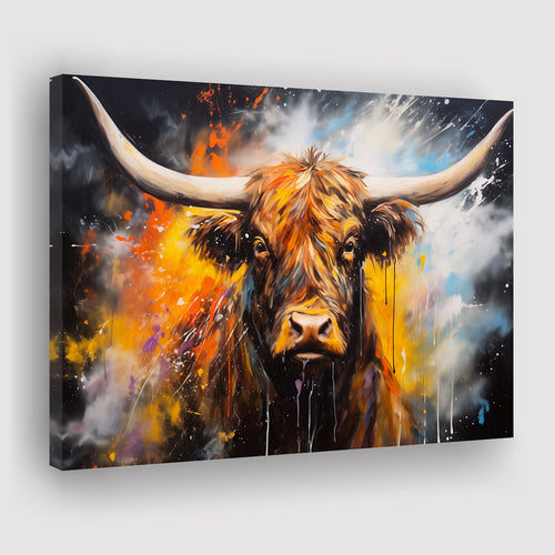 Highland Cow Longhorn Oil Painting, Canvas Painting, Canvas Prints Wall Art Decor