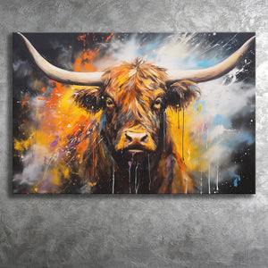 Highland Cow Longhorn Oil Painting, Canvas Painting, Canvas Prints Wall Art Decor