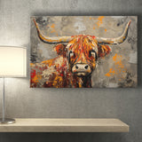 Highland Cow Longhorn Vintage Old Painting Style, Canvas Print Wall Art Home Decor, Painting Canvas Art Print