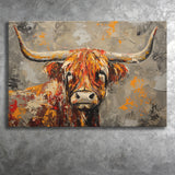 Highland Cow Longhorn Vintage Old Painting Style, Canvas Print Wall Art Home Decor, Painting Canvas Art Print