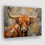 Highland Cow Longhorn Vintage Old Painting Style, Canvas Print Wall Art Home Decor, Painting Canvas Art Print