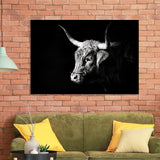 Highland Cow With Longhorn Portrait Left, Framed Art Print Wall Decor, Framed Picture