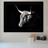 Highland Cow With Longhorn Portrait Left, Framed Art Print Wall Decor, Framed Picture