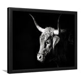 Highland Cow With Longhorn Portrait Left, Framed Art Print Wall Decor, Framed Picture