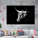 Highland Cow With Longhorn Portrait Left, Framed Art Print Wall Decor, Framed Picture