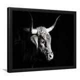 Highland Cow With Longhorn Portrait Right V2, Framed Art Print Wall Decor, Framed Picture