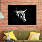 Highland Cow With Longhorn Portrait Right V2, Framed Art Print Wall Decor, Framed Picture