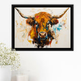 Highland Cow Oil Painting Portrait V2, Framed Canvas Painting, Framed Canvas Prints Wall Art Decor