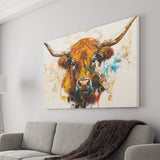Highland Cow Oil Painting Portrait V2, Canvas Painting, Canvas Prints Wall Art Decor