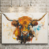 Highland Cow Oil Painting Portrait V2, Canvas Painting, Canvas Prints Wall Art Decor