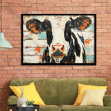 Hignland Cow Painted On Wood Rustic Cabin V4, Framed Art Print Wall Decor, Framed Picture