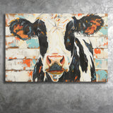 Hignland Cow Painted On Wood Rustic Cabin V4, Canvas Print Wall Art Decor, Landscape Art Print
