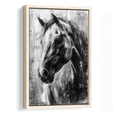 Horse Portrait Black And White Unique Of Panting, Framed Canvas Painting, Framed Canvas Prints Wall Art Decor