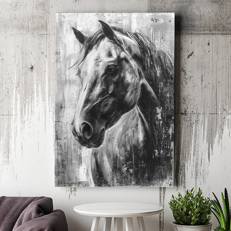 Horse Portrait Black And White Unique Of Panting, Canvas Painting, Canvas Prints Wall Art Decor