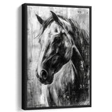 Horse Portrait Black And White Unique Of Panting, Framed Canvas Painting, Framed Canvas Prints Wall Art Decor