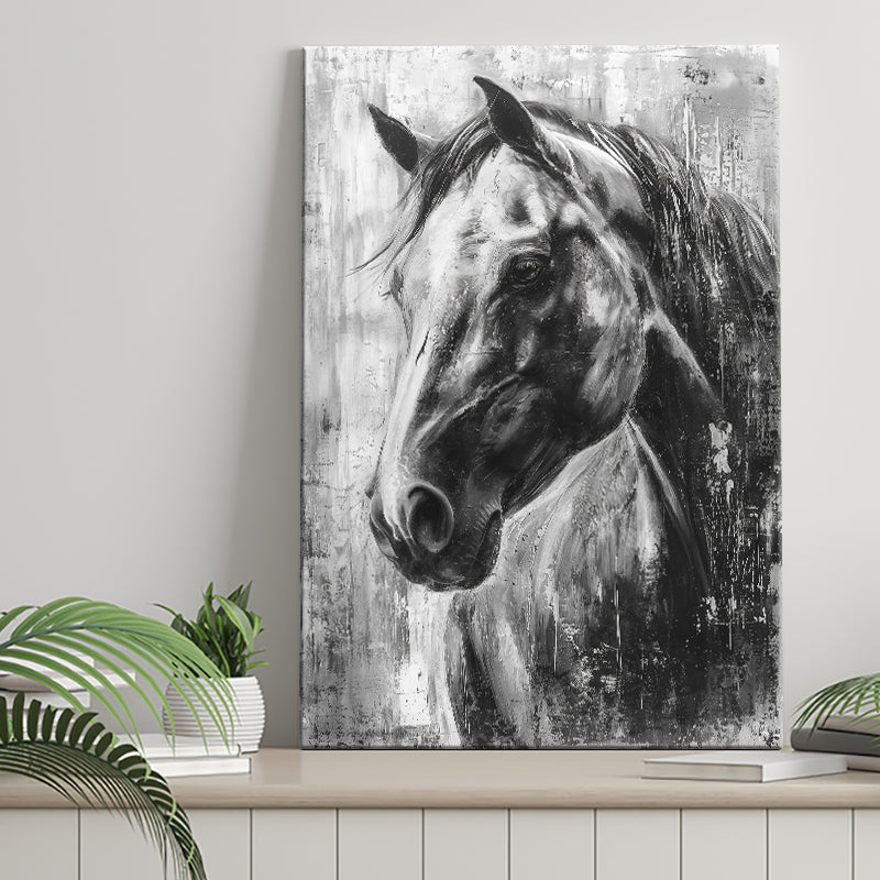 Horse Portrait Black And White Unique Of Panting, Canvas Painting, Canvas Prints Wall Art Decor