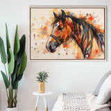 Horse Portrait, Native American Horse Painting8, Framed Canvas Print Wall Art Decor, Floating Frame Painting Canvas