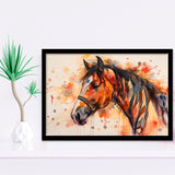 Horse Portrait, Native American Horse Painting8, Framed Art Print Wall Decor, Picture Framed Painting Art