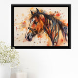 Horse Portrait, Native American Horse Painting8, Framed Canvas Print Wall Art Decor, Floating Frame Painting Canvas