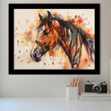 Horse Portrait, Native American Horse Painting8, Framed Art Print Wall Decor, Picture Framed Painting Art