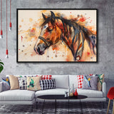 Horse Portrait, Native American Horse Painting8, Framed Canvas Print Wall Art Decor, Floating Frame Painting Canvas