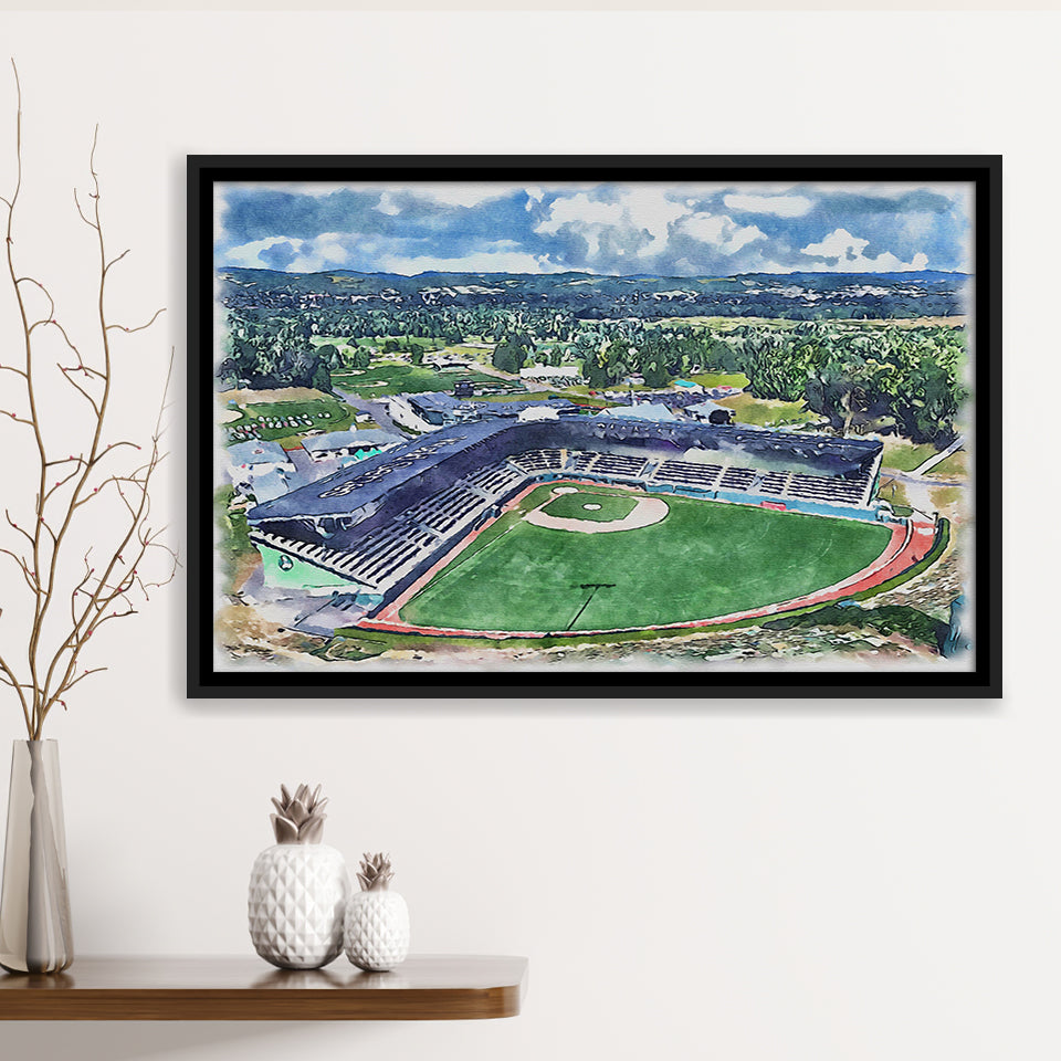 Howard J. Lamade Stadium WaterColor Framed Canvas Prints, Pennsylvania Baseball Watercolor, Stadium Art Gifts, Floating Frame