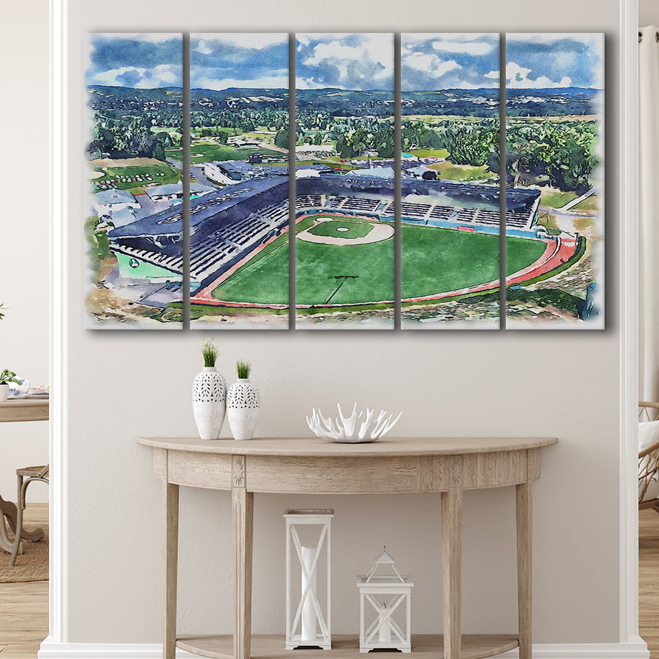 Howard J. Lamade Stadium WaterColor 5 Panels B Mixed Canvas Prints, Extra Large, Pennsylvania Baseball Watercolor