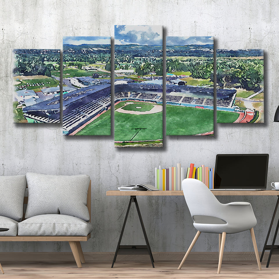 Howard J. Lamade Stadium WaterColor 5 Panels Mix Canvas Prints, Pennsylvania Baseball Watercolor, Large Stadium Canvas