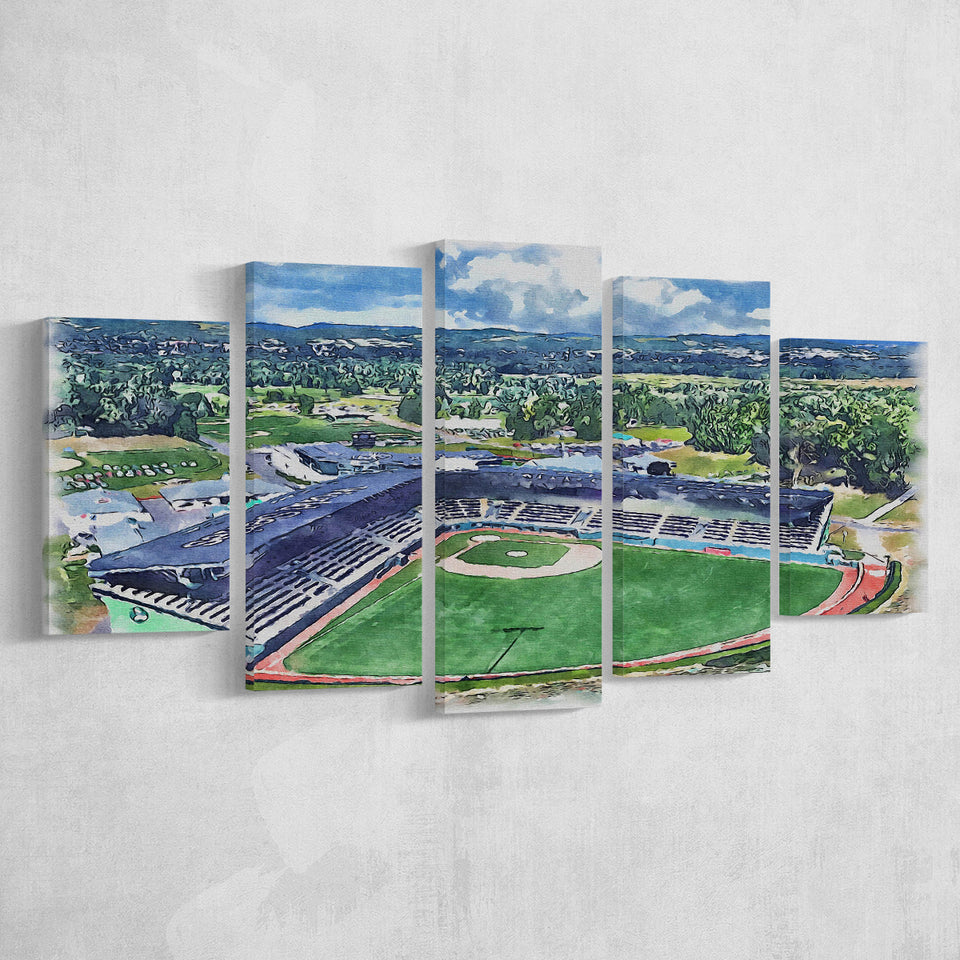 Howard J. Lamade Stadium WaterColor 5 Panels Mix Canvas Prints, Pennsylvania Baseball Watercolor, Large Stadium Canvas