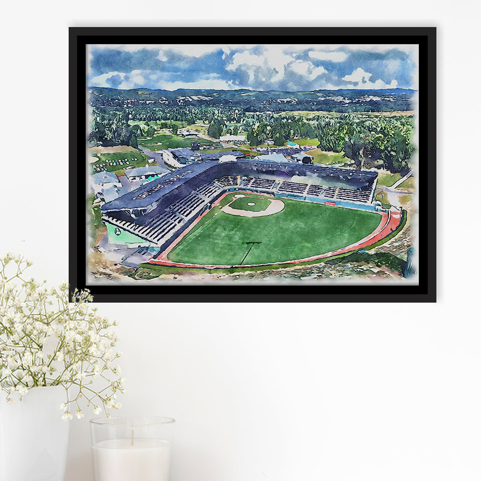 Howard J. Lamade Stadium WaterColor Framed Canvas Prints, Pennsylvania Baseball Watercolor, Stadium Art Gifts, Floating Frame