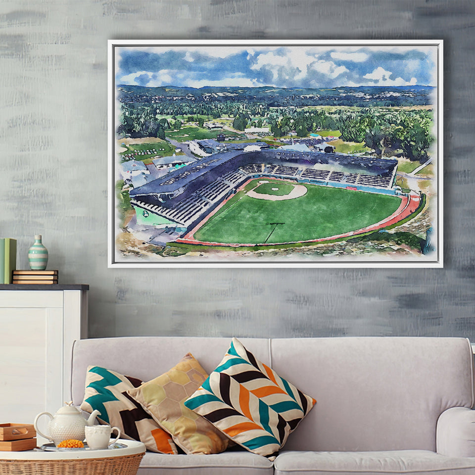 Howard J. Lamade Stadium WaterColor Framed Canvas Prints, Pennsylvania Baseball Watercolor, Stadium Art Gifts, Floating Frame