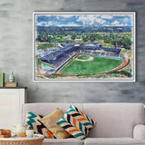 Howard J. Lamade Stadium WaterColor Framed Canvas Prints, Pennsylvania Baseball Watercolor, Stadium Art Gifts, Floating Frame