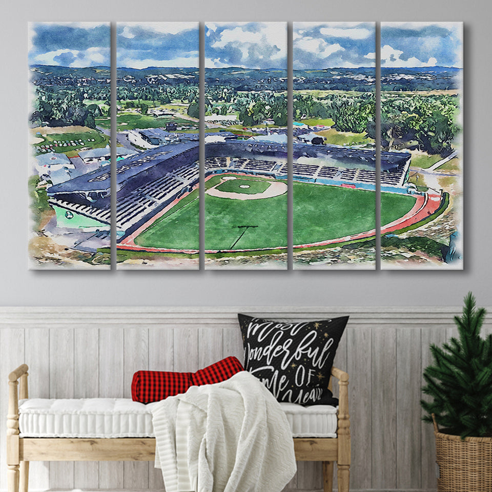 Howard J. Lamade Stadium WaterColor 5 Panels B Mixed Canvas Prints, Extra Large, Pennsylvania Baseball Watercolor