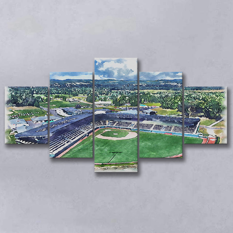 Howard J. Lamade Stadium WaterColor 5 Panels Mix Canvas Prints, Pennsylvania Baseball Watercolor, Large Stadium Canvas