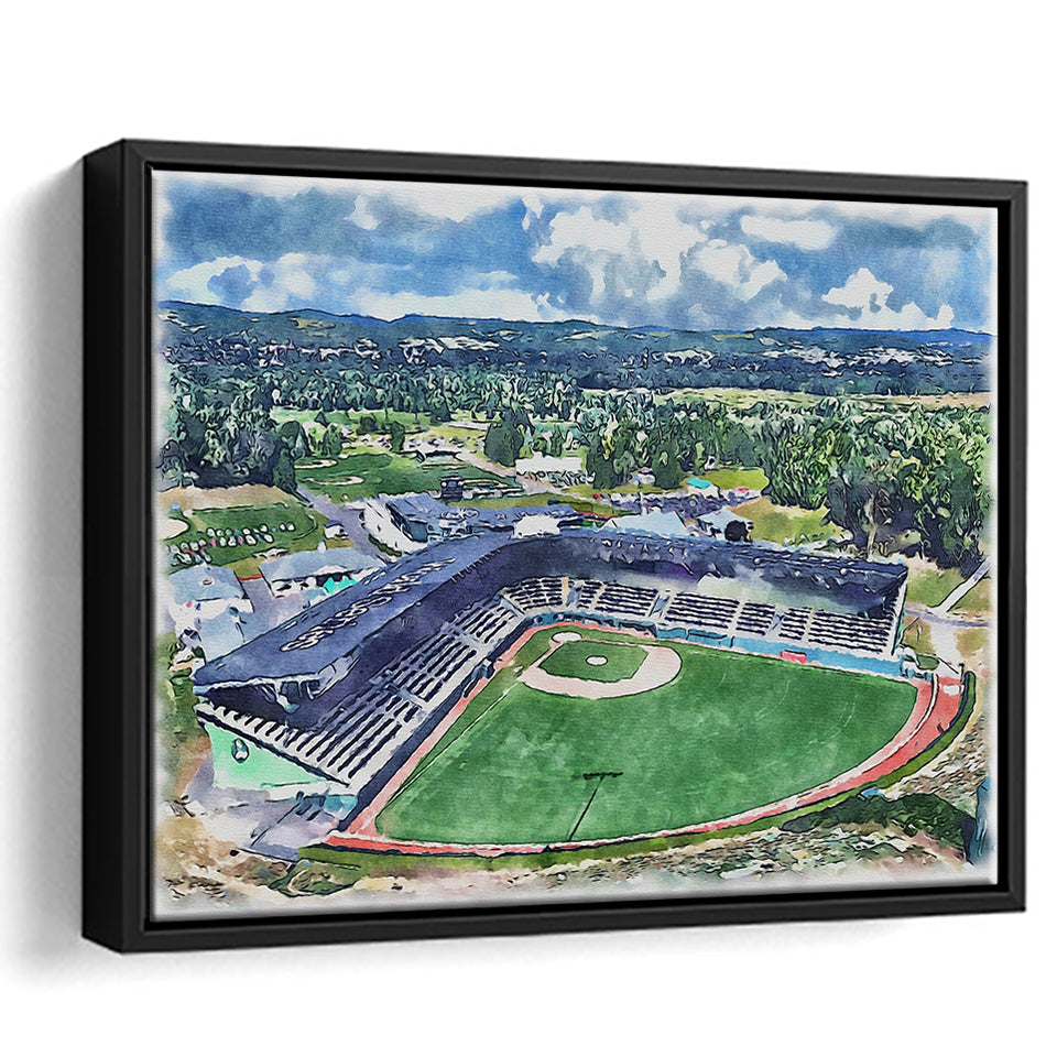 Howard J. Lamade Stadium WaterColor Framed Canvas Prints, Pennsylvania Baseball Watercolor, Stadium Art Gifts, Floating Frame