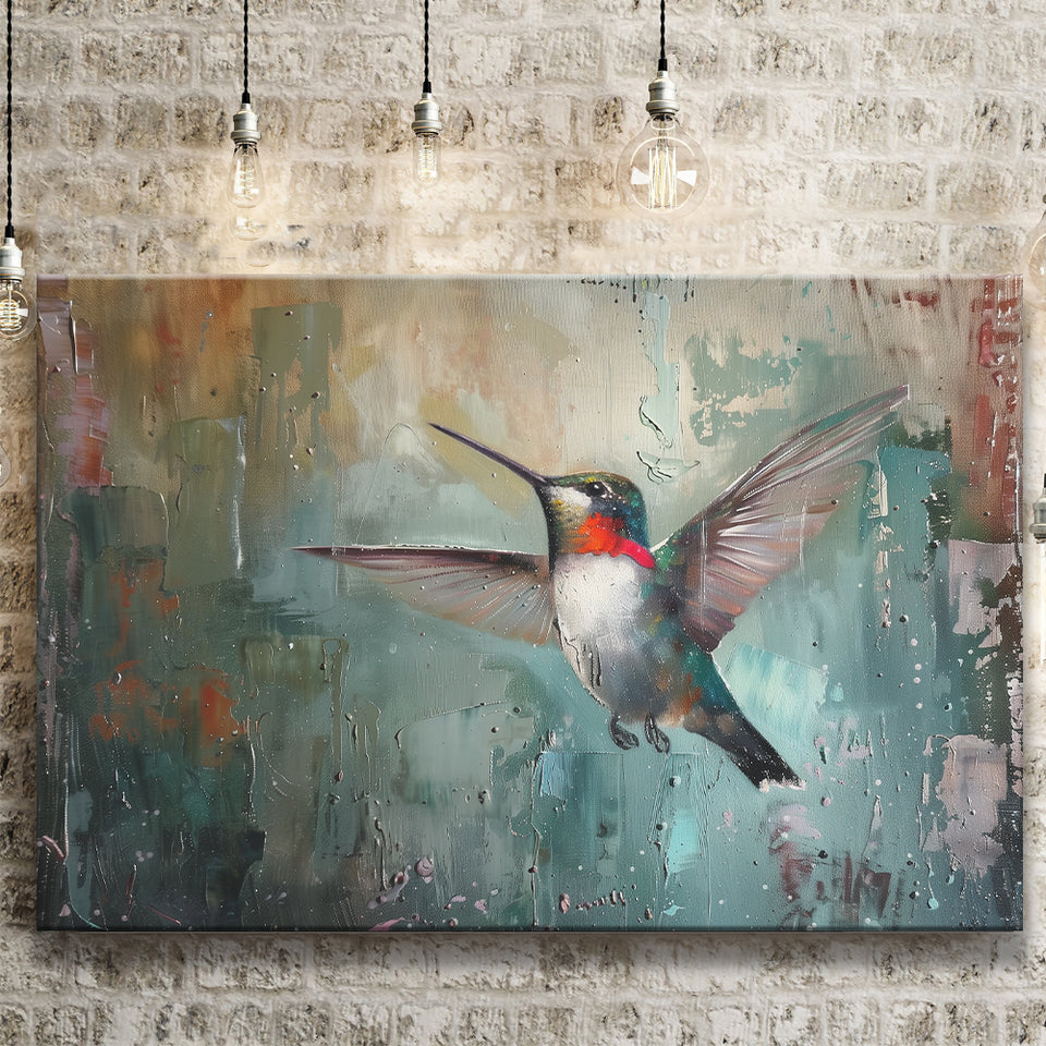 Hummingbird Flying Oil Painting Art, Canvas Print Wall Art Home Decor, Painting Canvas Art Print