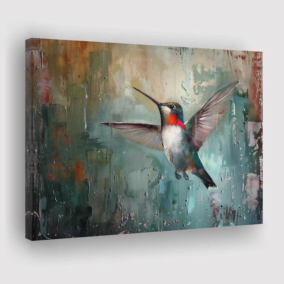 Hummingbird Flying Oil Painting Art, Canvas Print Wall Art Home Decor, Painting Canvas Art Print