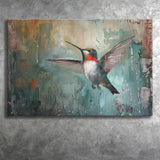 Hummingbird Flying Oil Painting Art, Canvas Print Wall Art Home Decor, Painting Canvas Art Print
