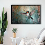 Hummingbird Flying Oil Painting Art, Framed Canvas Print Wall Art Decor, Floating Frame Painting Canvas